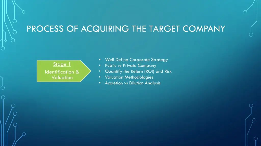 process of acquiring the target company 1