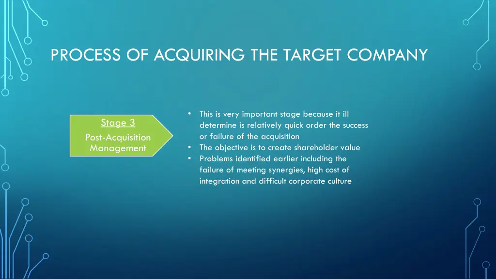 process of acquiring the target company 4