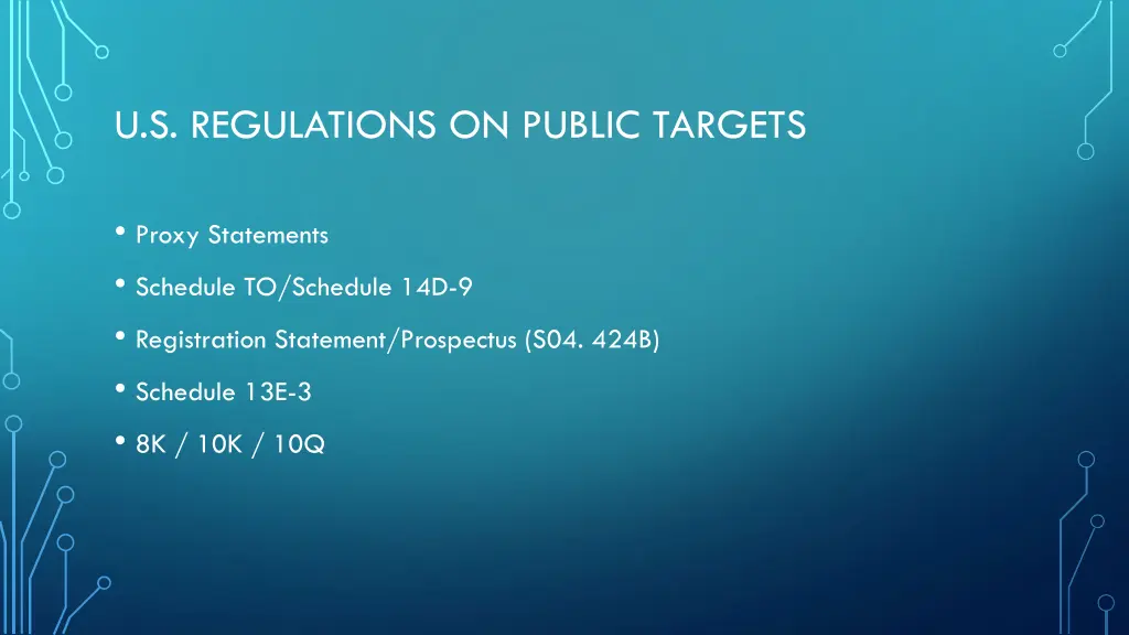 u s regulations on public targets