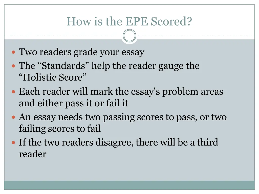 how is the epe scored 1