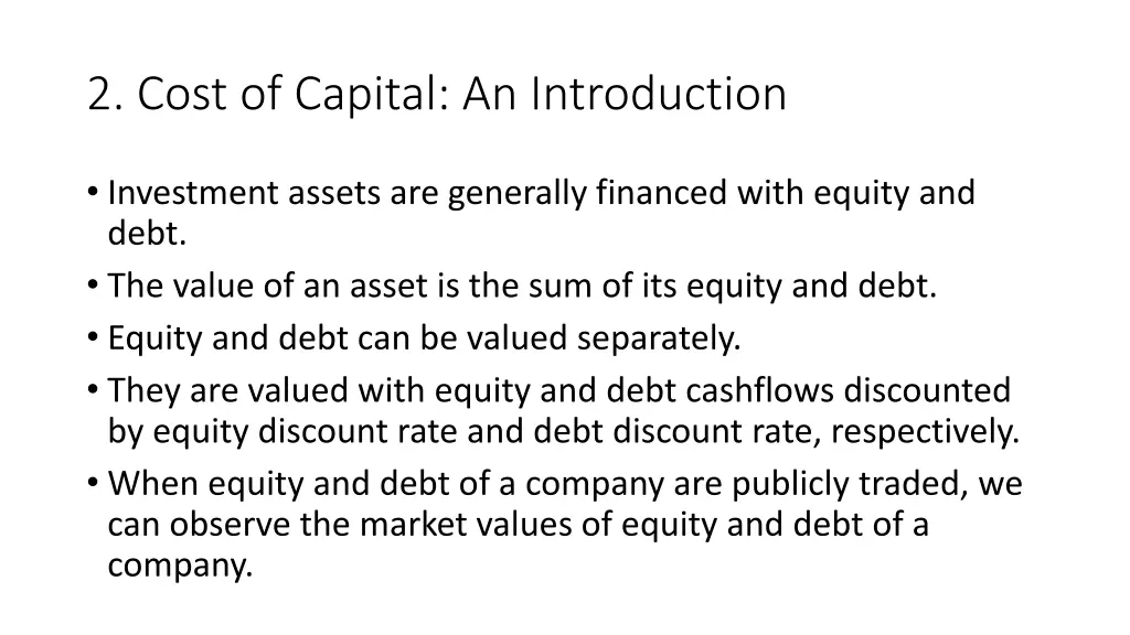 2 cost of capital an introduction