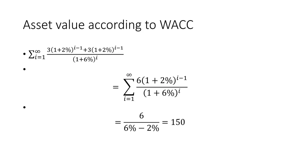 asset value according to wacc 1