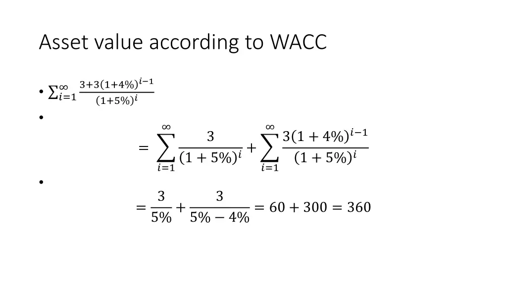 asset value according to wacc 2