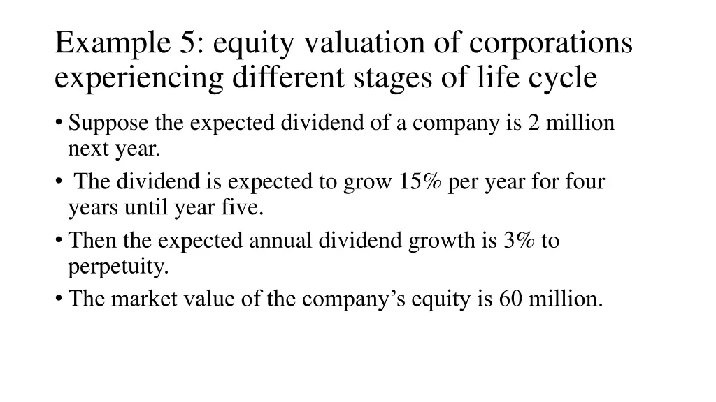 example 5 equity valuation of corporations