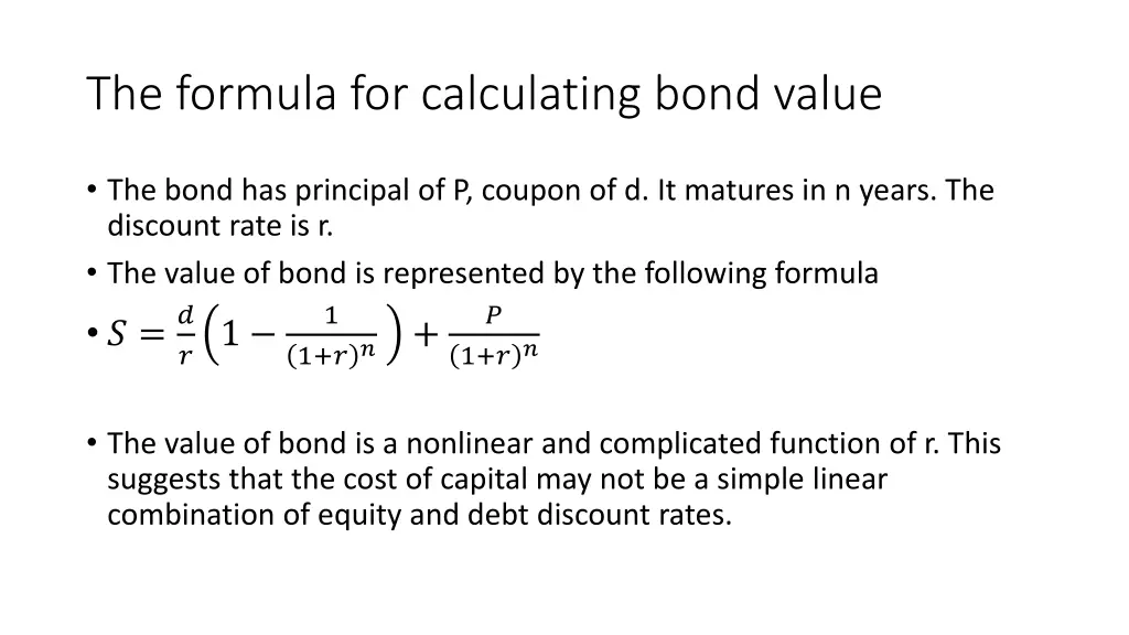 the formula for calculating bond value