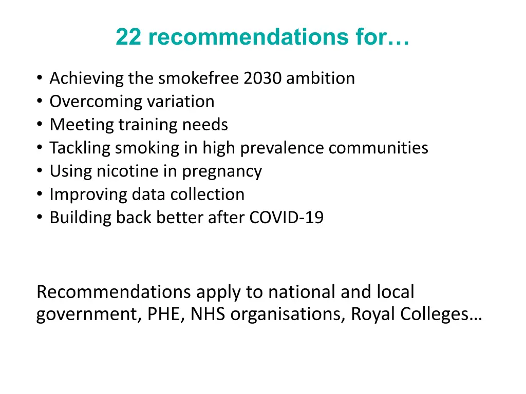 22 recommendations for