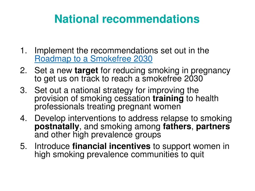 national recommendations