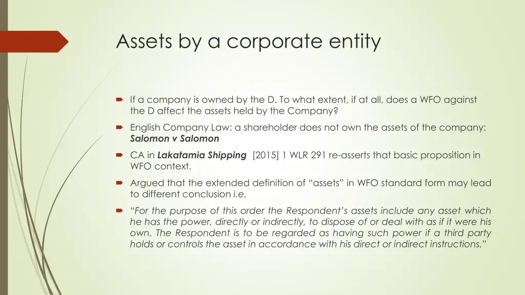 assets by a corporate entity