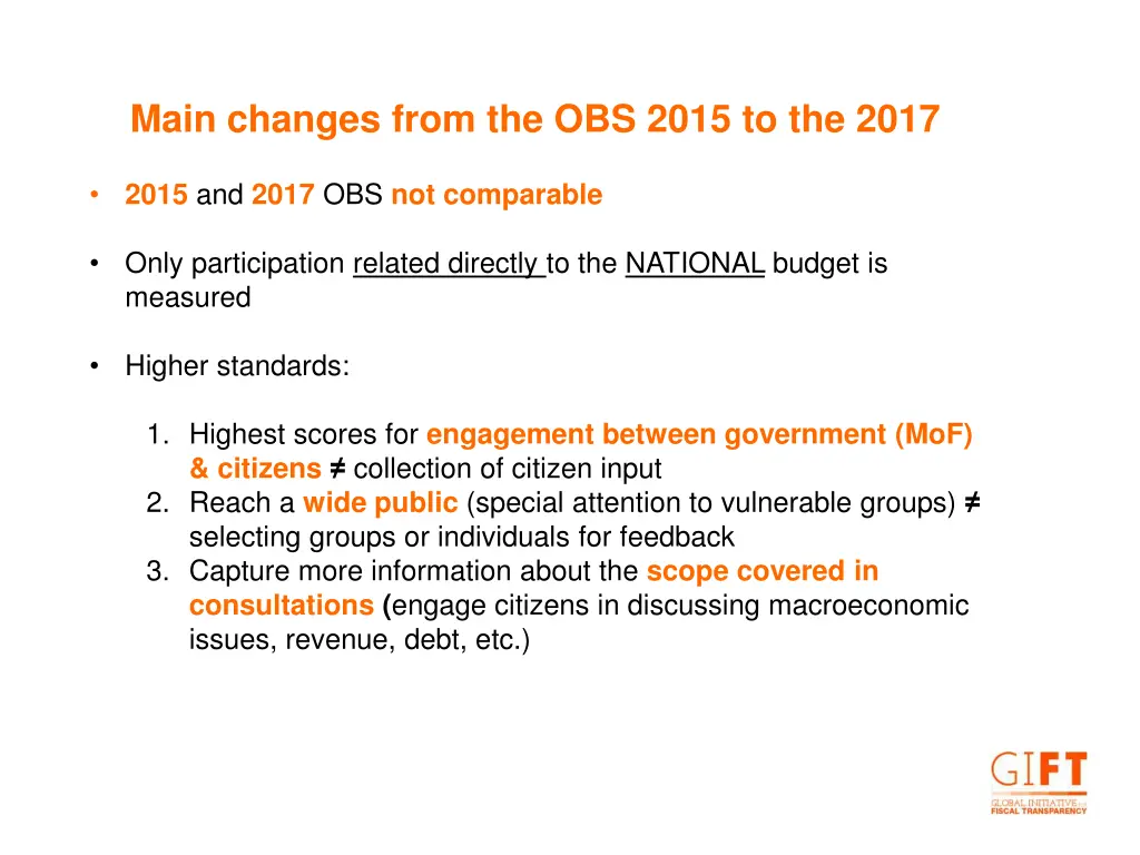 main changes from the obs 2015 to the 2017