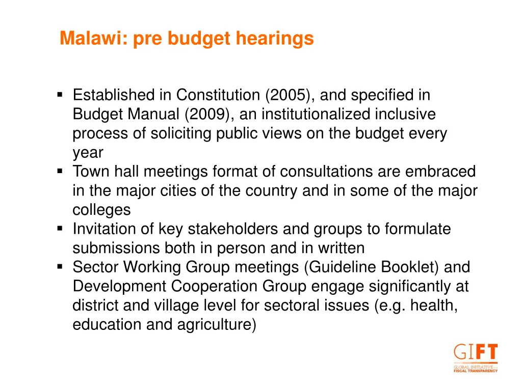 malawi pre budget hearings