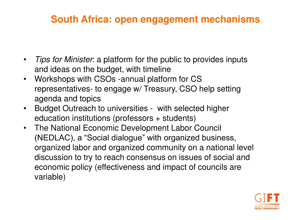 south africa open engagement mechanisms