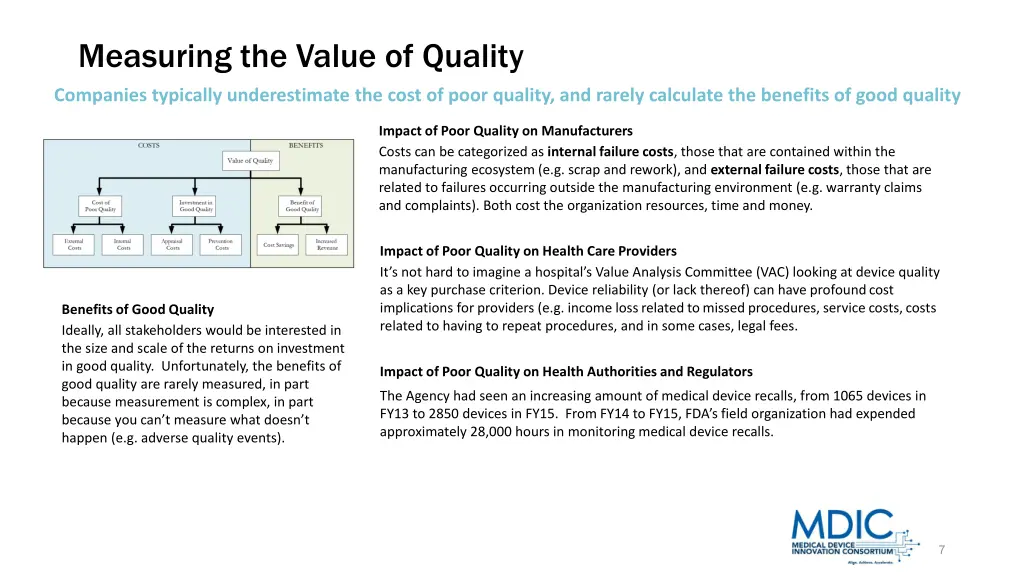 measuring the value of quality