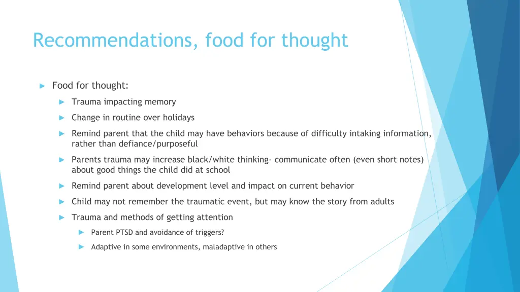 recommendations food for thought 1