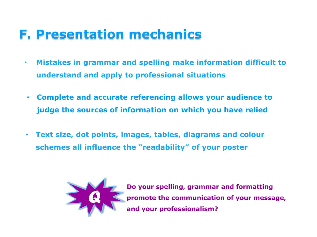 f presentation mechanics