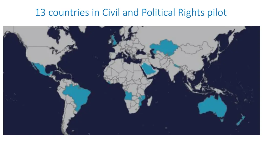 13 countries in civil and political rights pilot