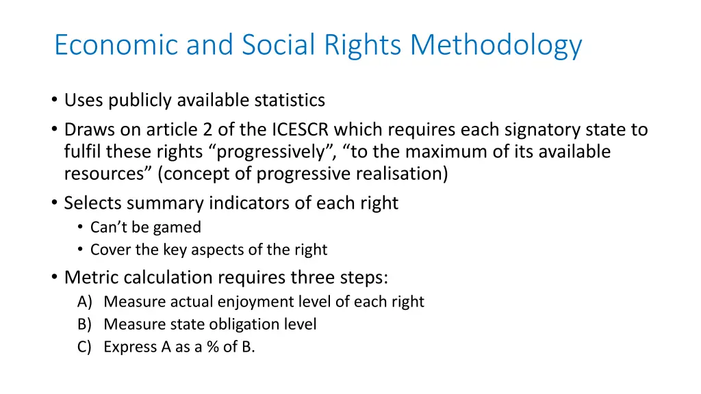 economic and social rights methodology