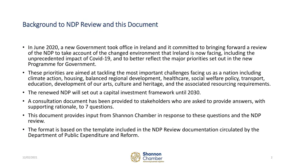 background to ndp review and this document