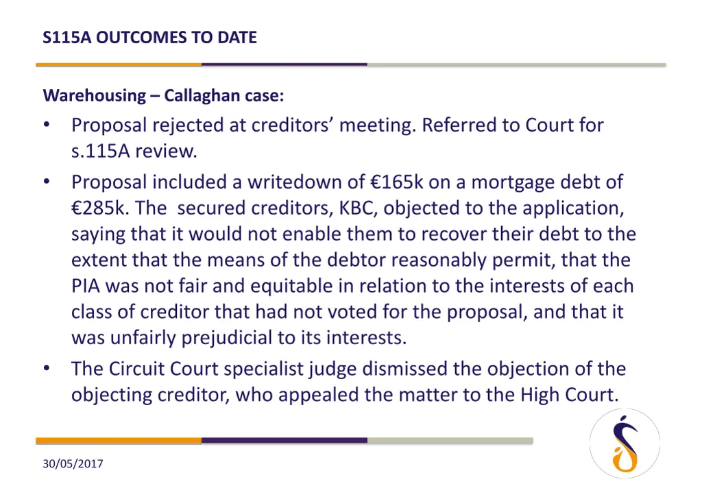 s115a outcomes to date 13