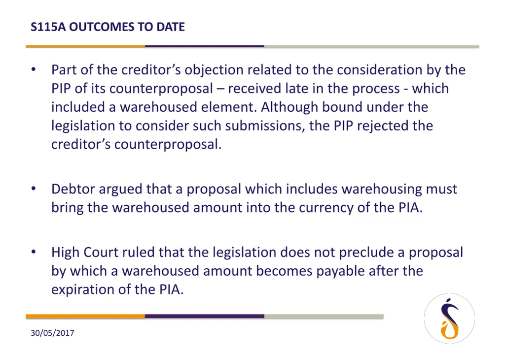 s115a outcomes to date 14