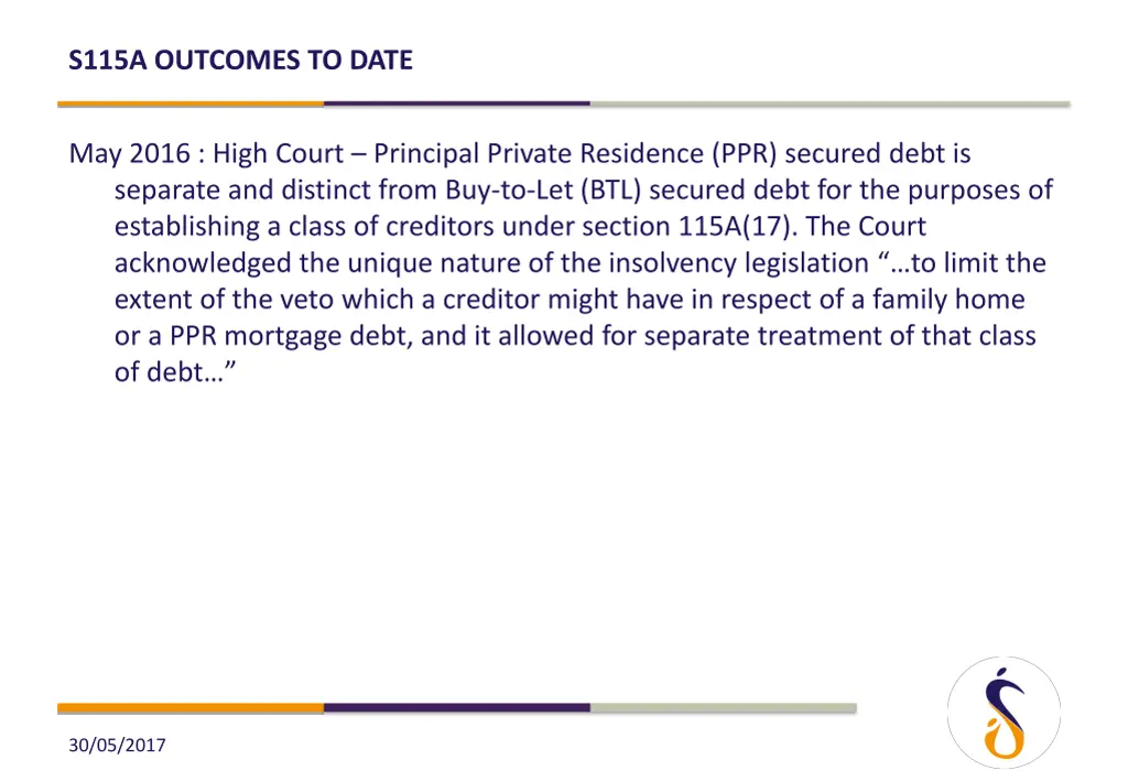 s115a outcomes to date 2