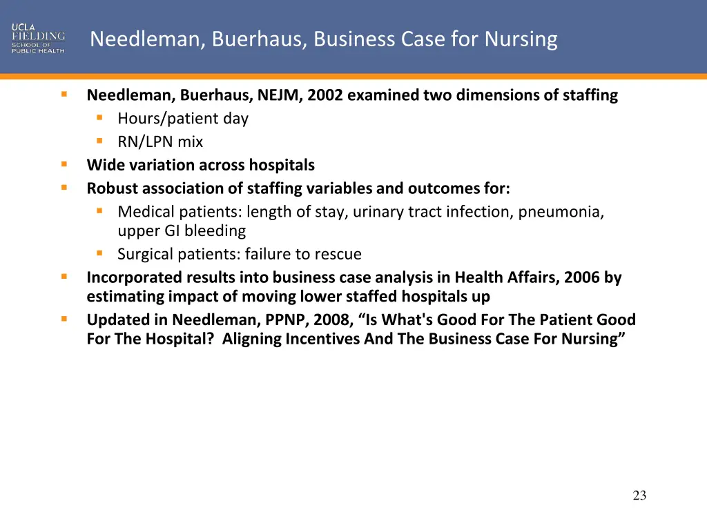 needleman buerhaus business case for nursing