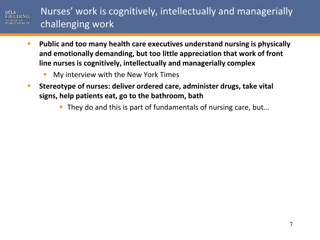 nurses work is cognitively intellectually