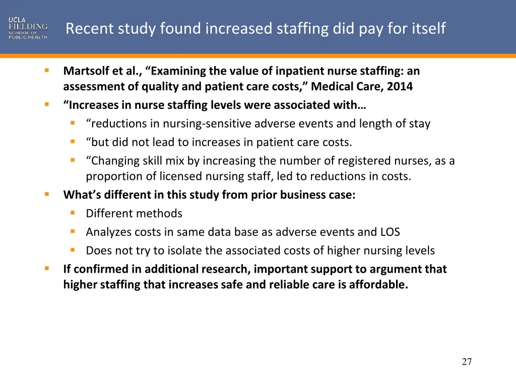 recent study found increased staffing