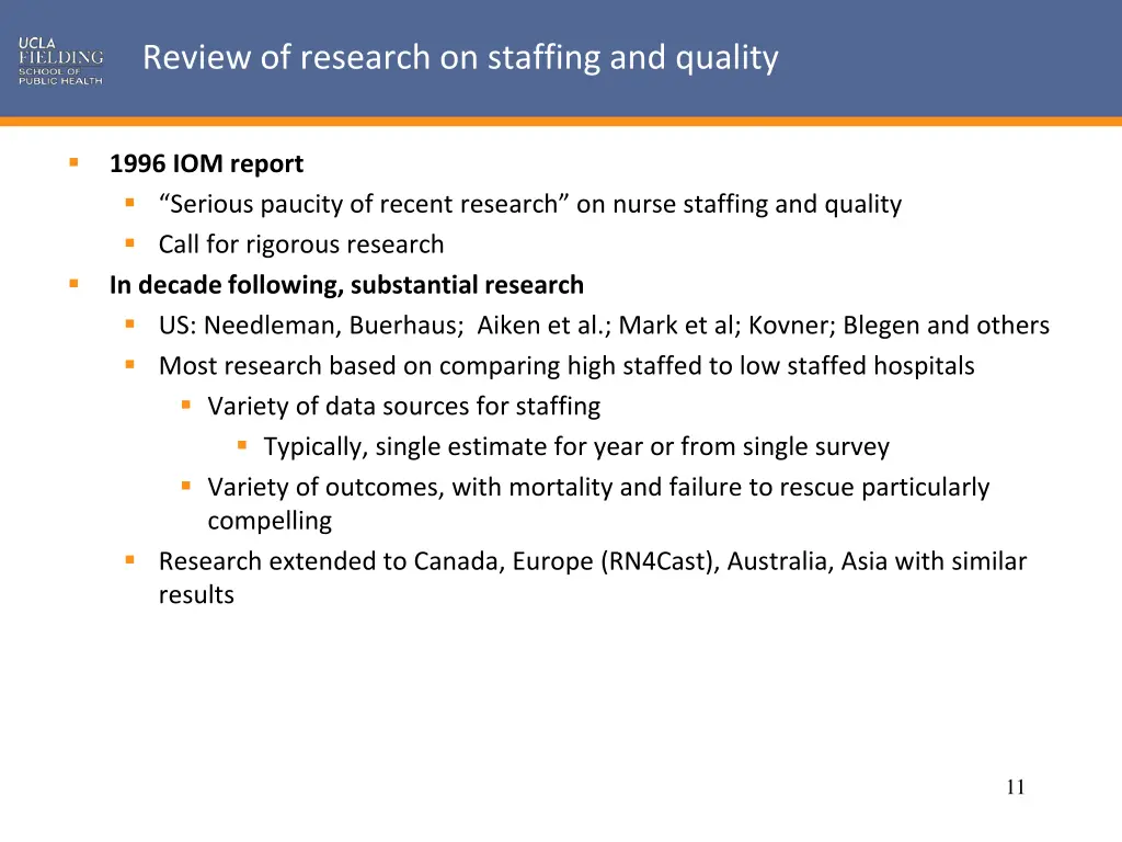 review of research on staffing and quality