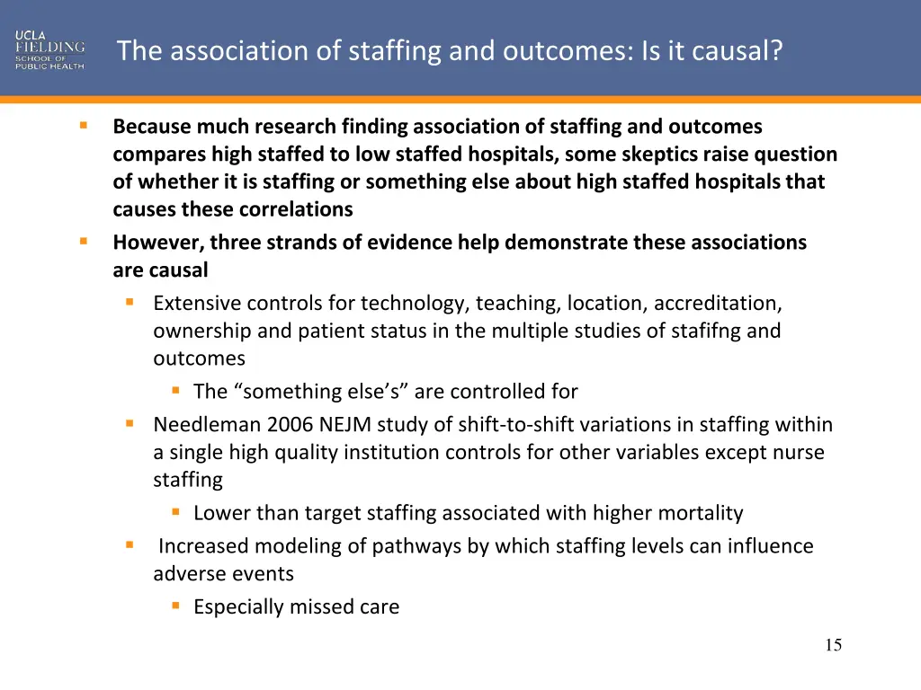 the association of staffing and outcomes