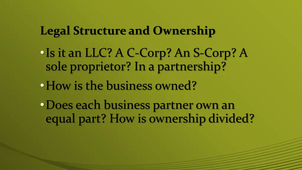 legal structure and ownership