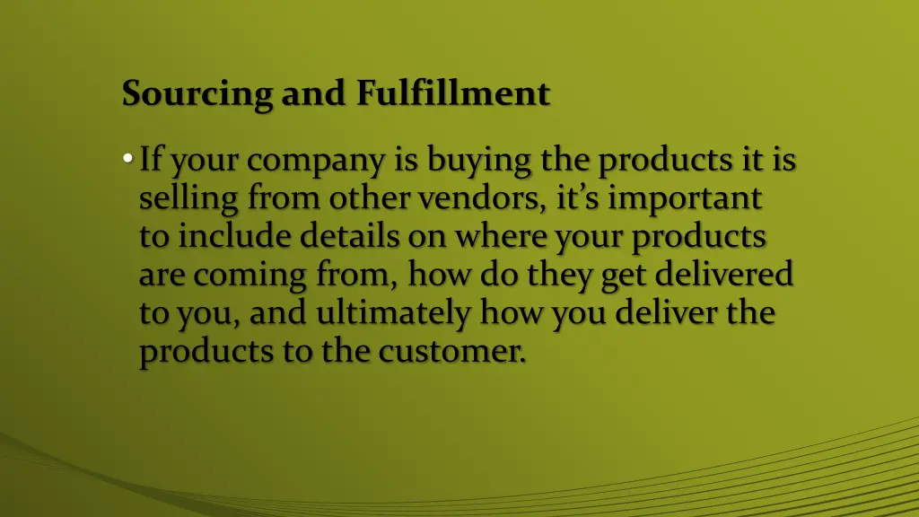 sourcing and fulfillment