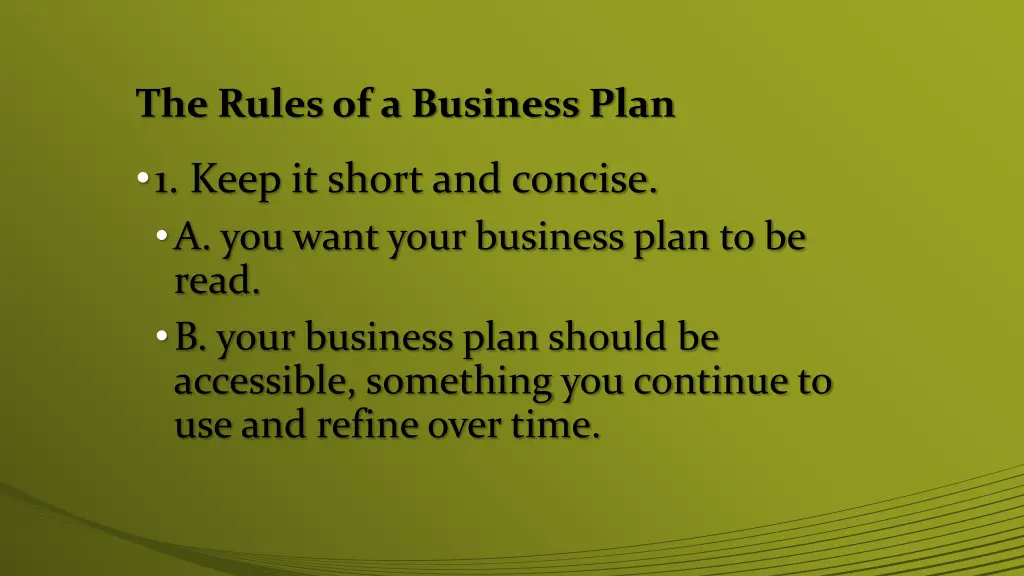 the rules of a business plan