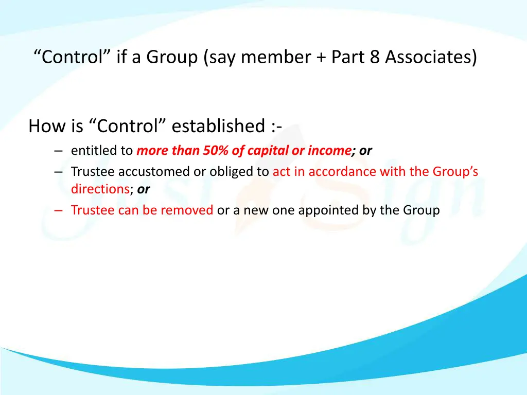 control if a group say member part 8 associates