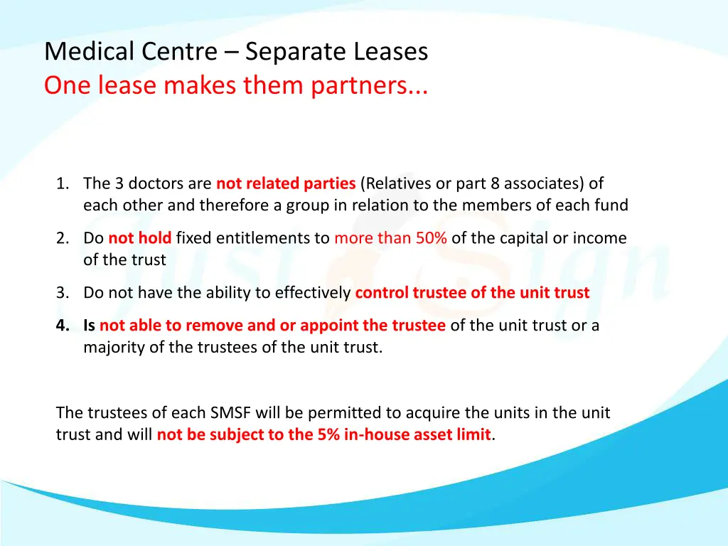 medical centre separate leases one lease makes