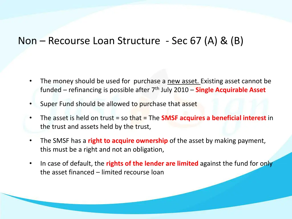 non recourse loan structure sec 67 a b