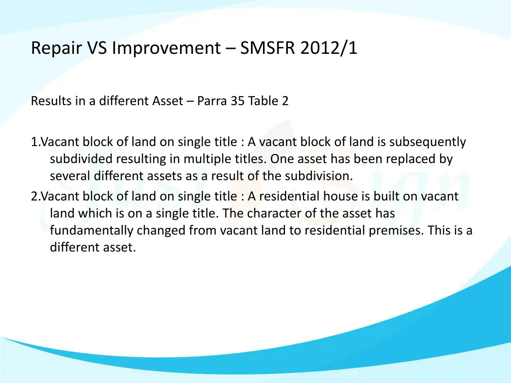 repair vs improvement smsfr 2012 1