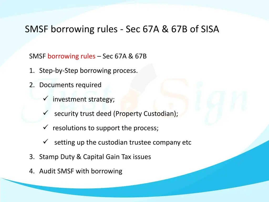 smsf borrowing rules sec 67a 67b of sisa