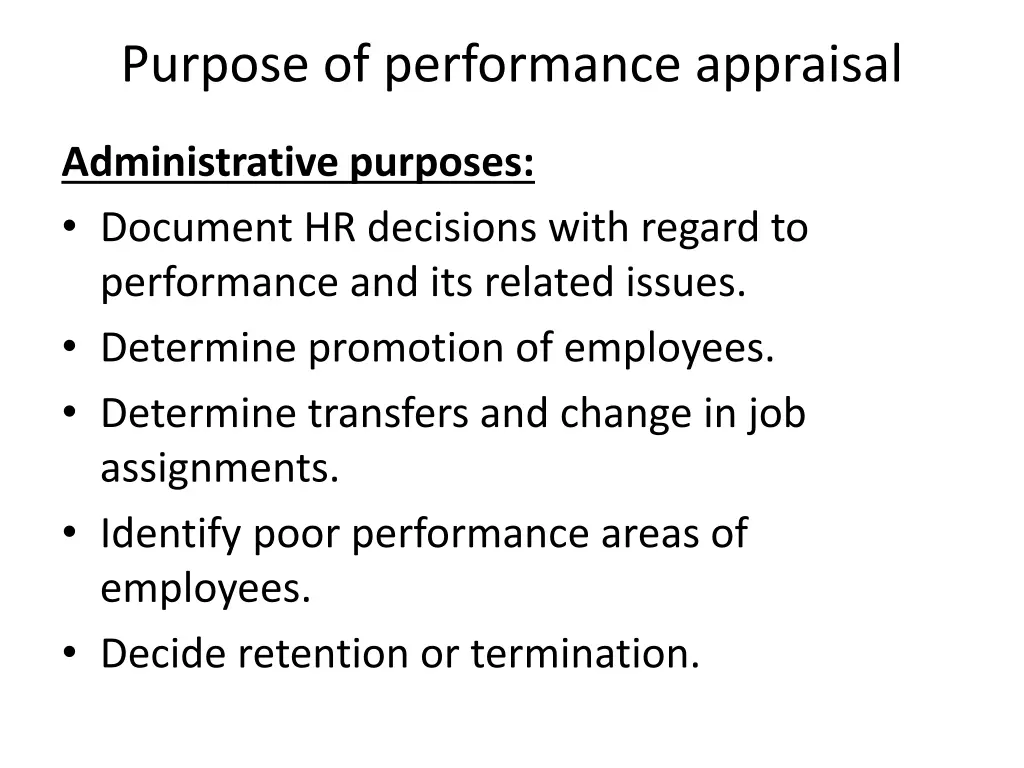 purpose of performance appraisal