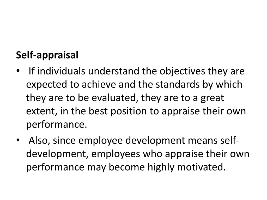 self appraisal if individuals understand