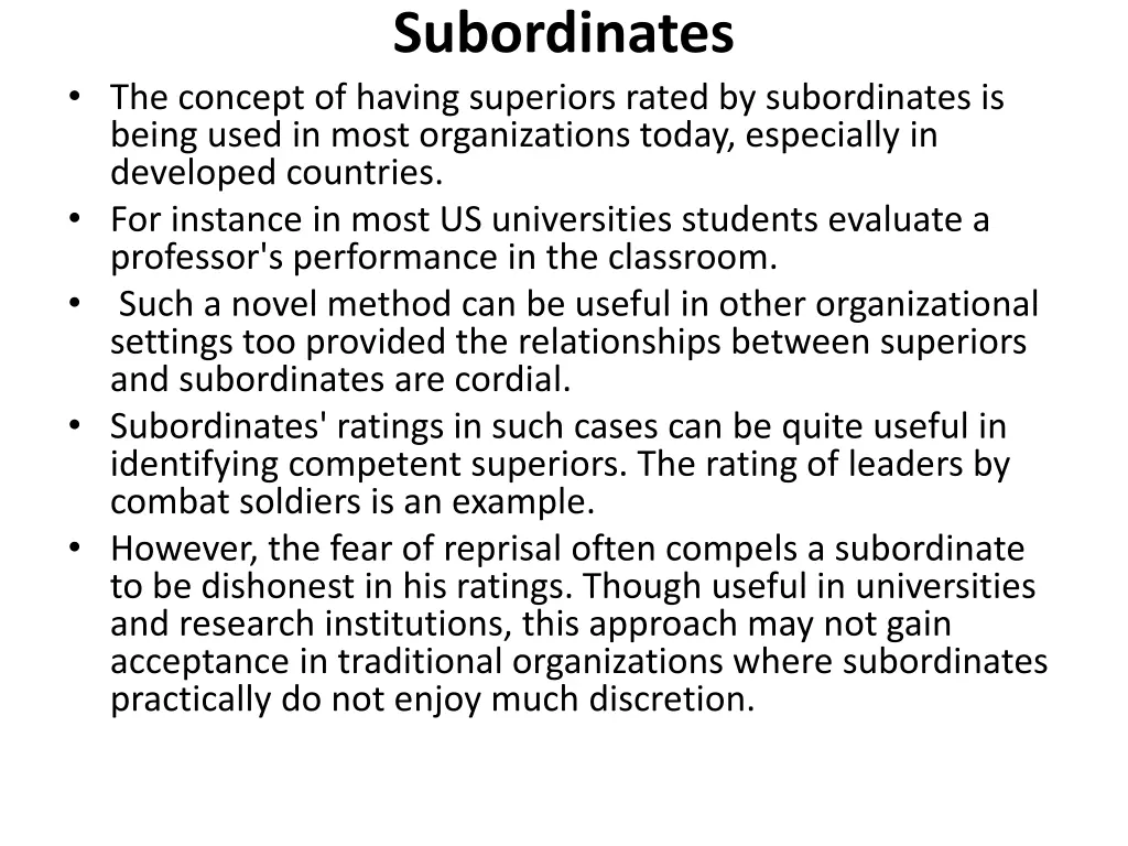 subordinates