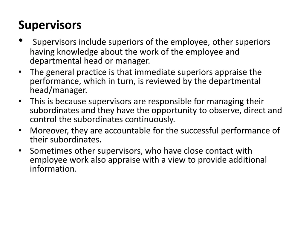 supervisors supervisors include superiors