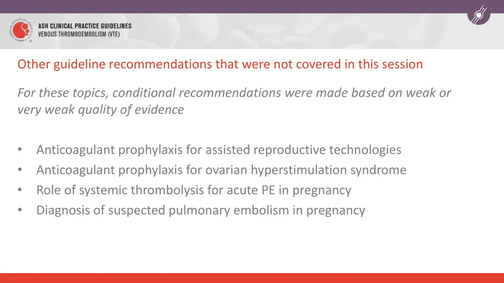 other guideline recommendations that were