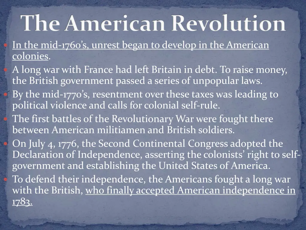 the american revolution