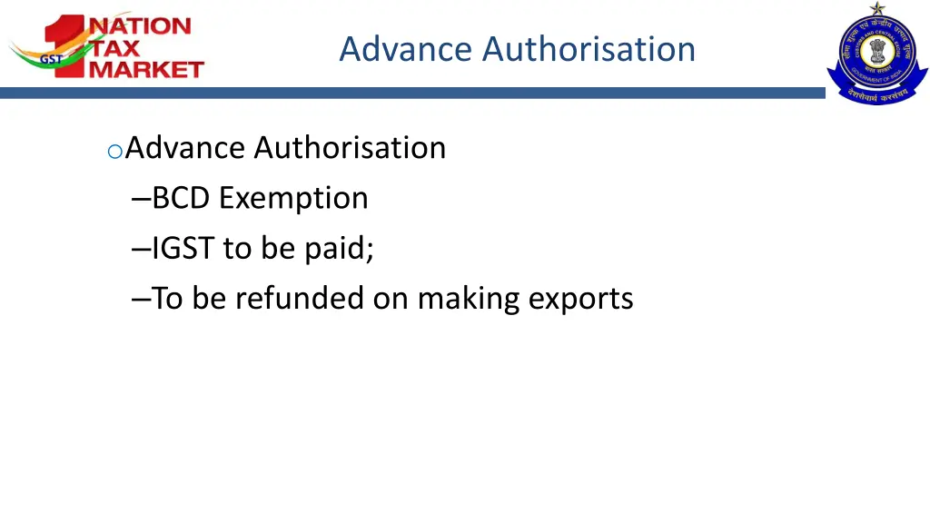 advance authorisation