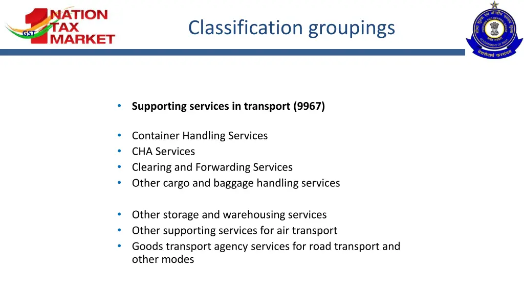 classification groupings