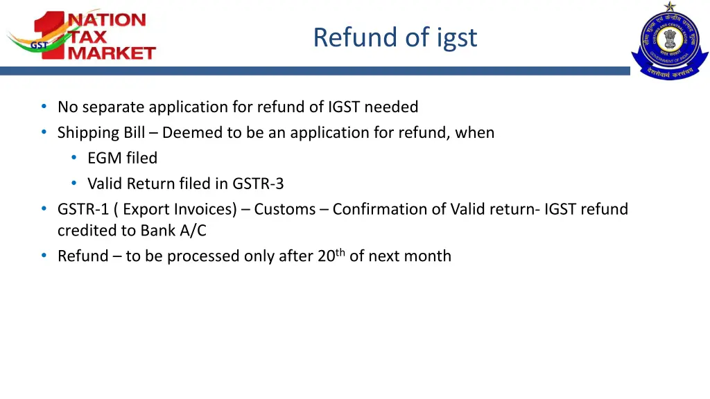 refund of igst