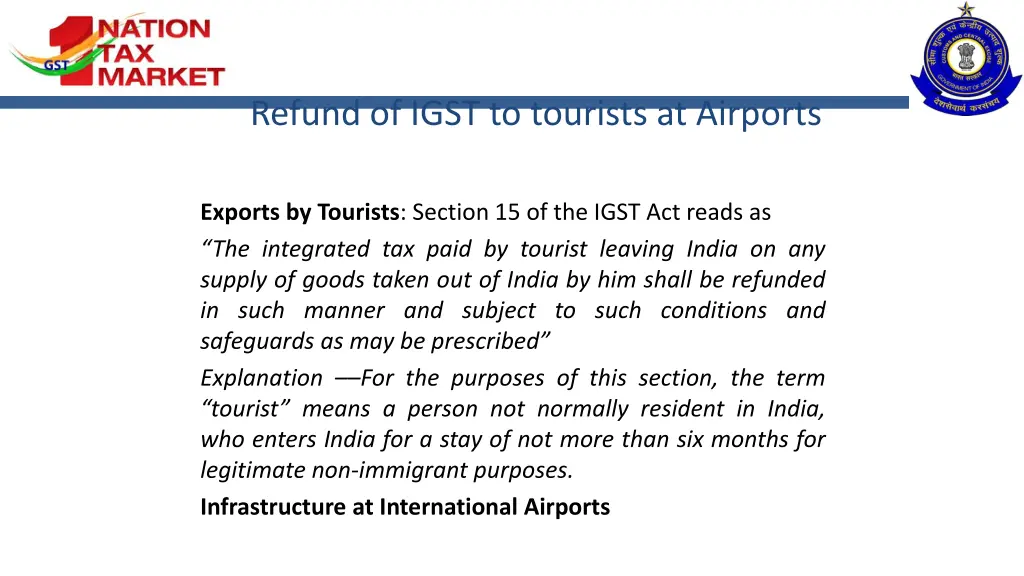 refund of igst to tourists at airports