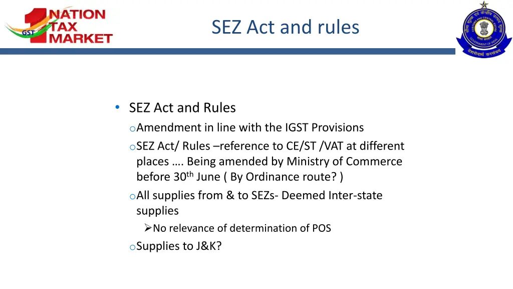 sez act and rules