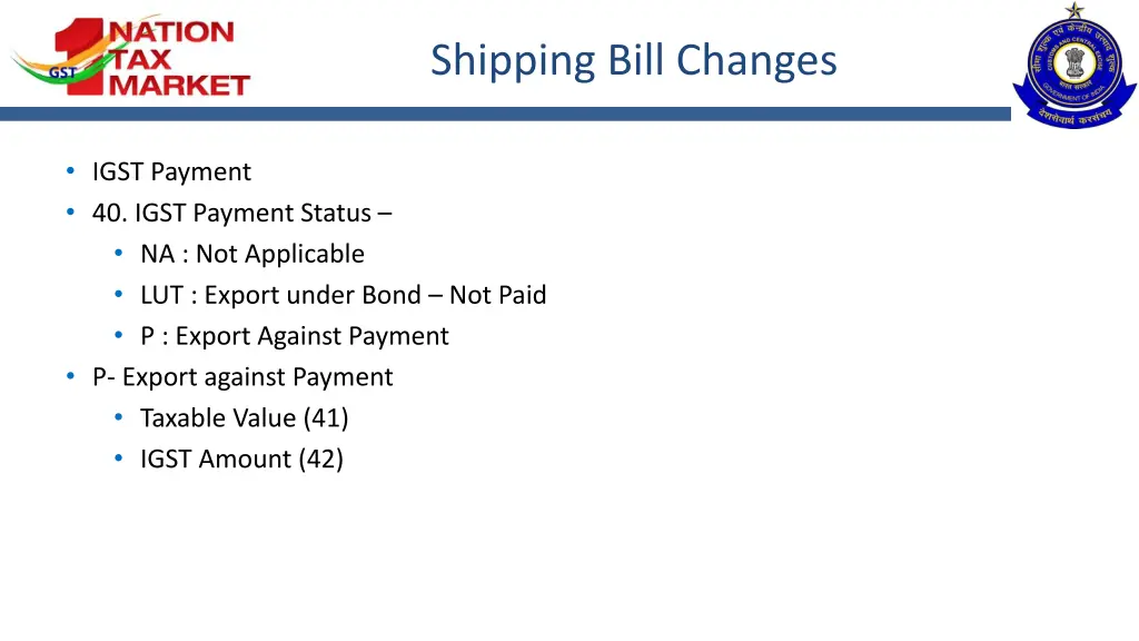 shipping bill changes