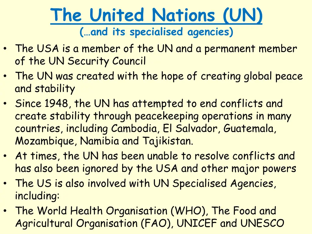 the united nations un and its specialised